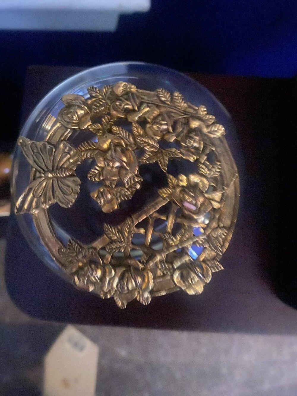Vintage 80s Brass Butterfly Potpourri Dish